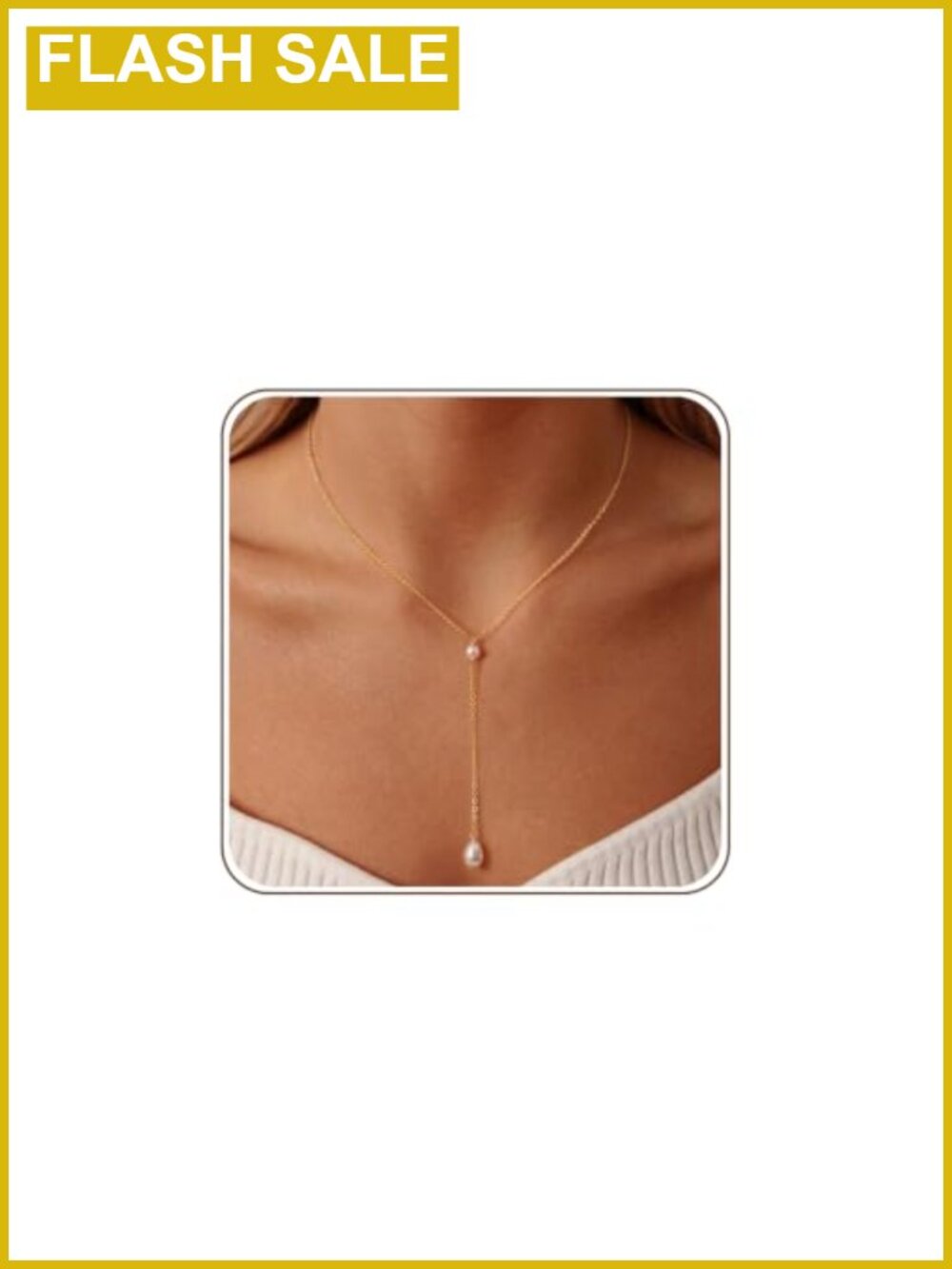 Gold Plated Pearl Y-Chain Necklace Teardrop Wedding Jewelry Gift